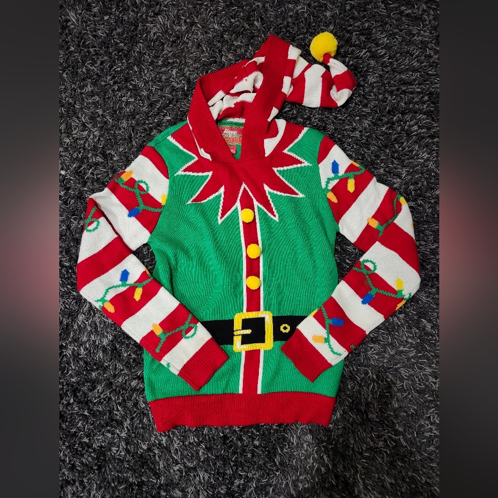 Festive Elf Sweater with Hood